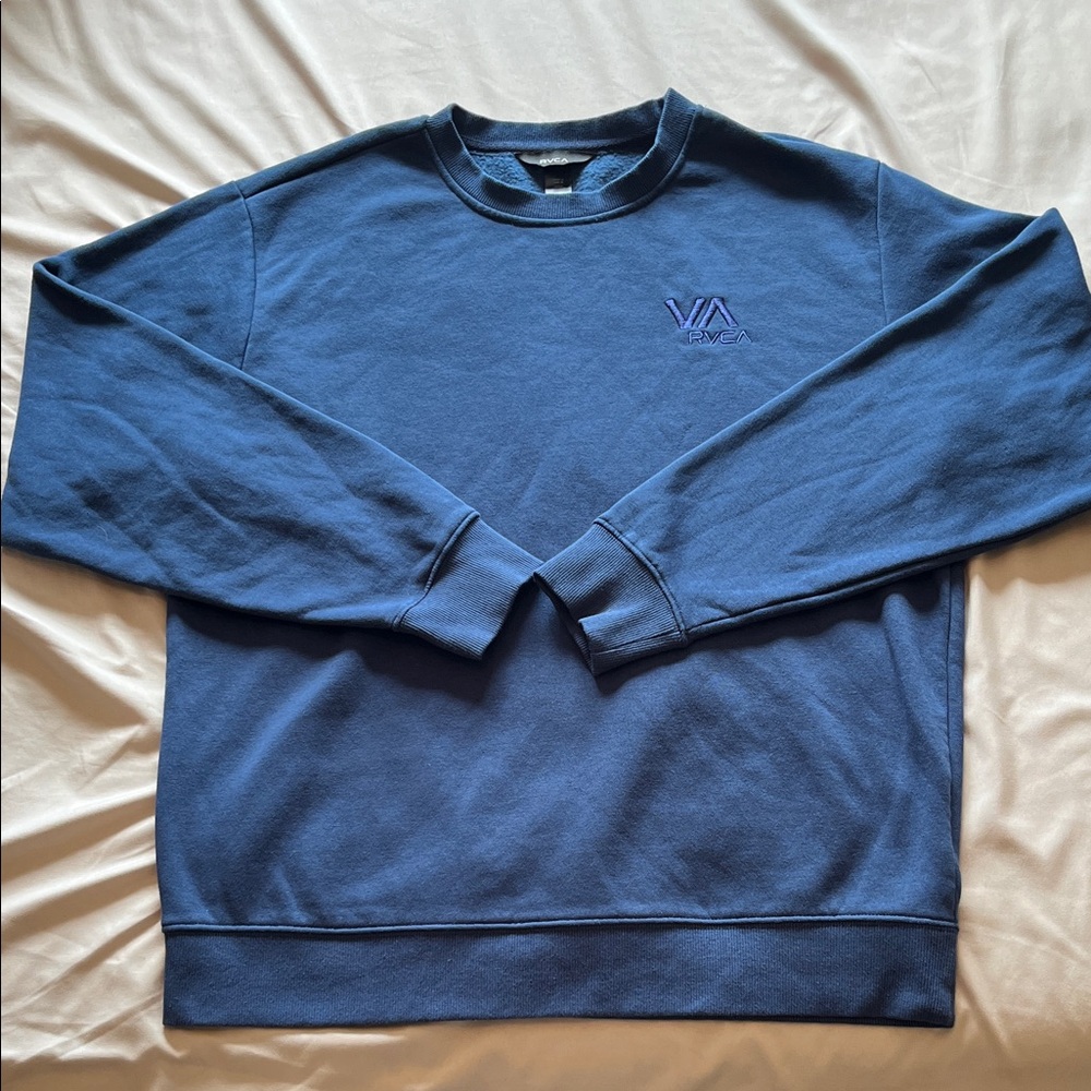 RVCA Men's Blue Crewneck Sweater